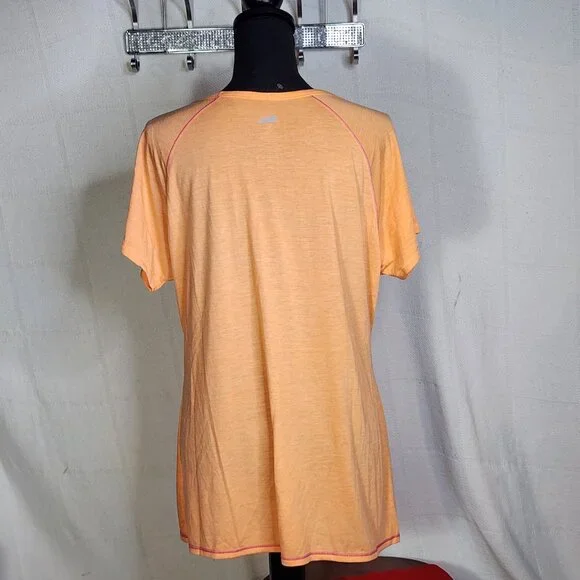 Avia Neon Peach and Bright Pink Hems Short Sleeved Poly Rayon Workout Tee Sz XL - Picture 10 of 16